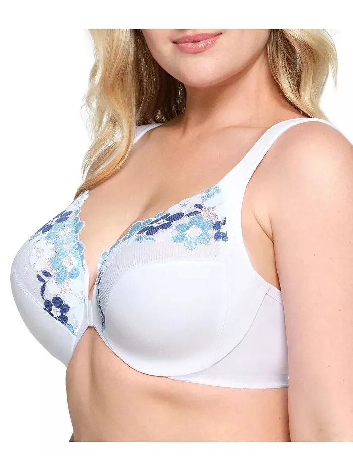 Бюстгальтер на косточках Cotton Wonder размера Plus с застежкой спереди #1241 Glamorise — изображение 3 из 6, белый