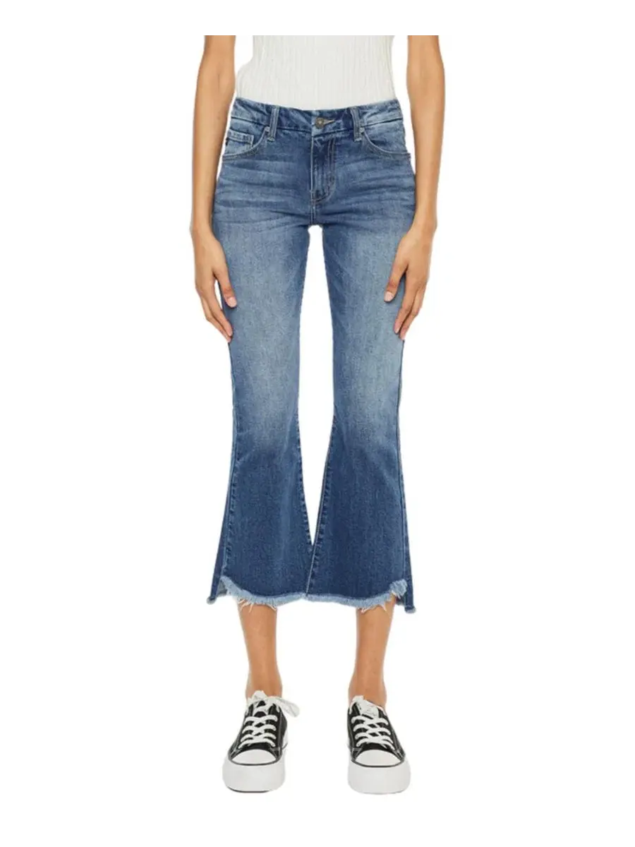 Джинсы-клеш с заниженной посадкой Aida Mid Rise Cropped Flare KanCan
