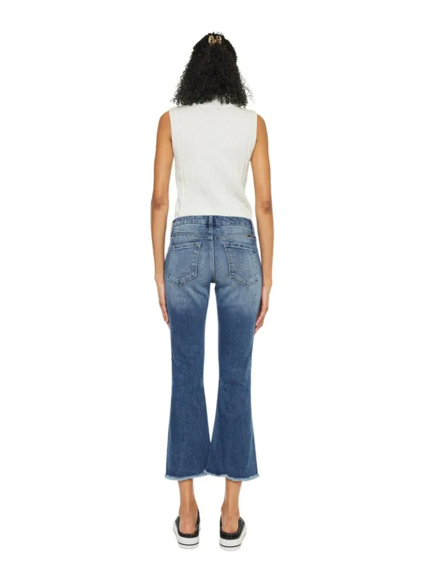 Джинсы-клеш с заниженной посадкой Aida Mid Rise Cropped Flare KanCan — изображение 3 из 8, средняя отмывка