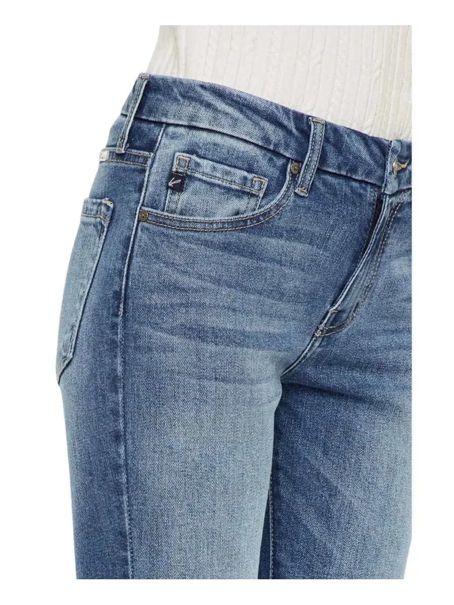 Джинсы-клеш с заниженной посадкой Aida Mid Rise Cropped Flare KanCan — изображение 5 из 8, средняя отмывка