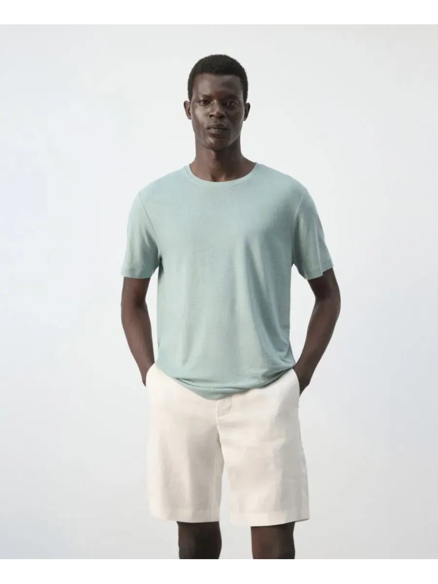 Футболка Slim Fit из льняной смеси, с коротким рукавом, Mango