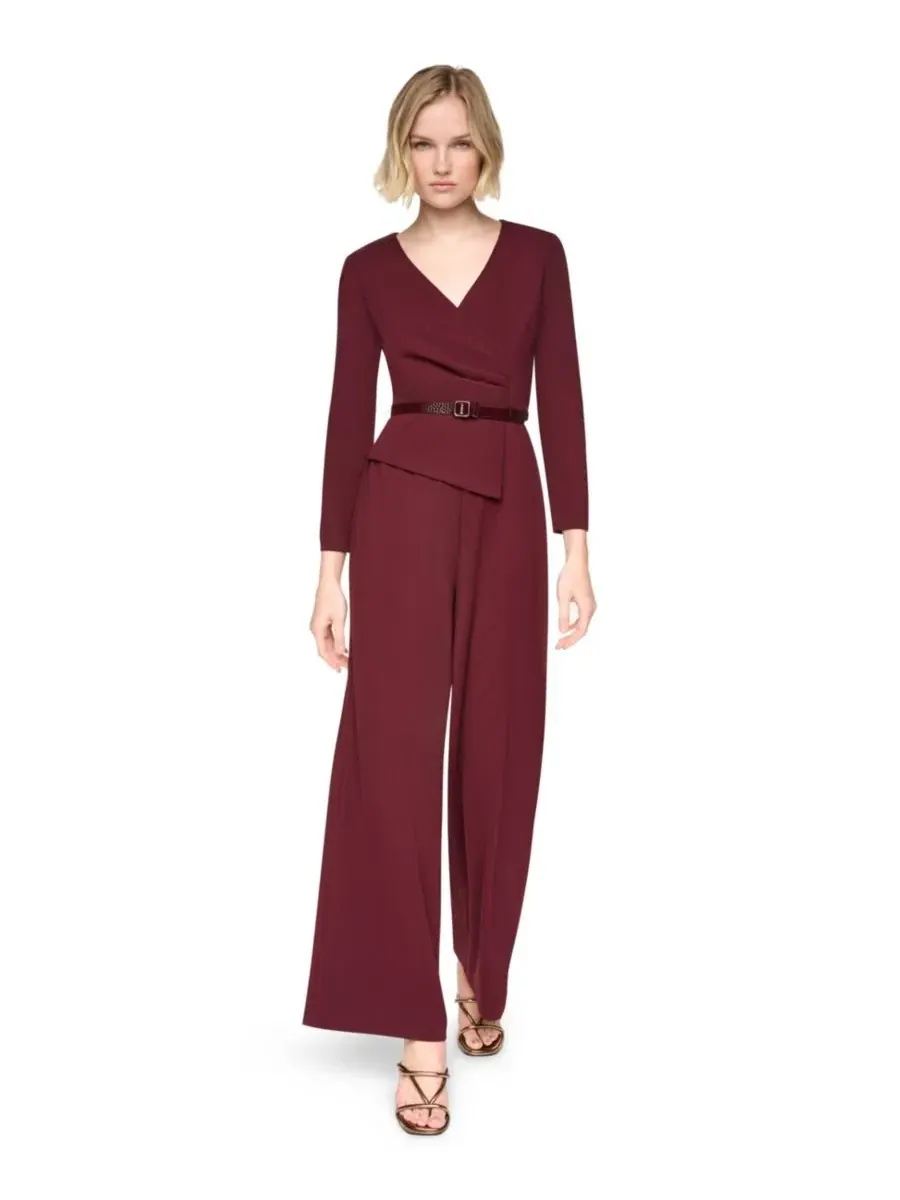 Комбинезон с пеплумом, V-образным вырезом и широкими брючинами DKNY