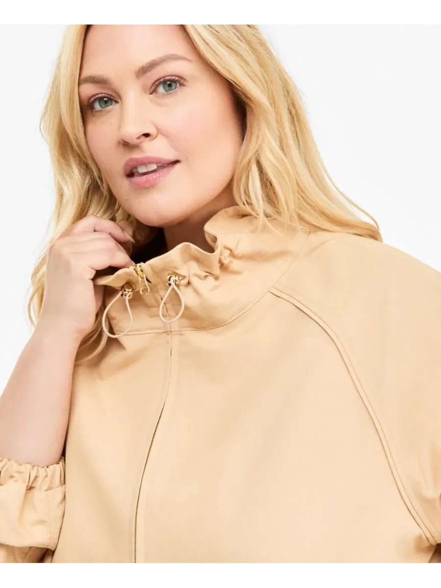 Женская куртка-утилити с завязками по низу, модель Trendy Plus Size Drawstring-Hem Utility Jacket — изображение 2 из 4