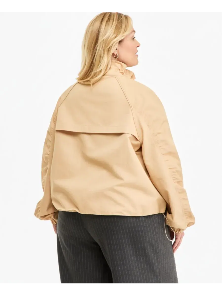 Женская куртка-утилити с завязками по низу, модель Trendy Plus Size Drawstring-Hem Utility Jacket — изображение 4 из 4