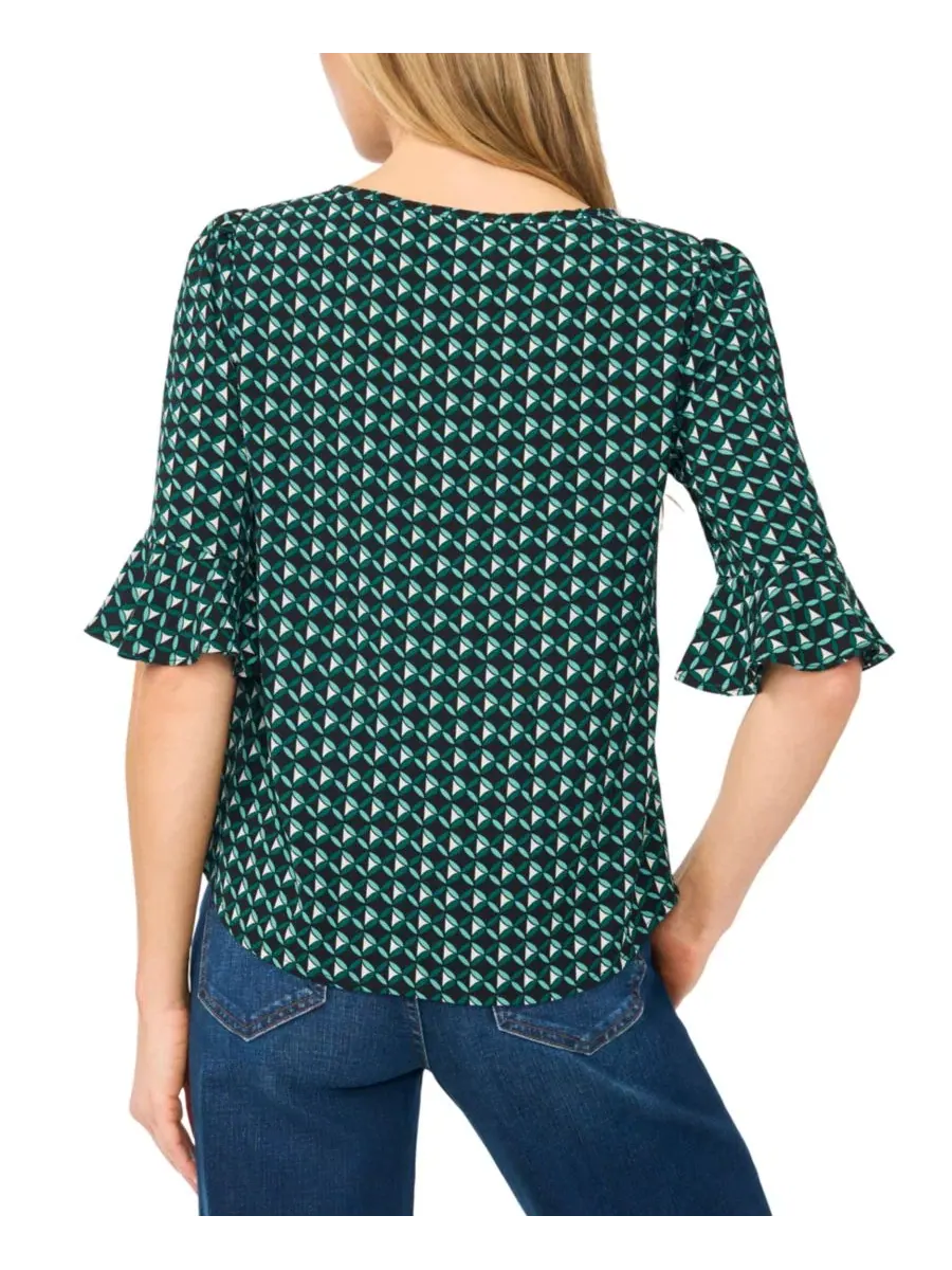 Блузка с длинным рукавом 3/4, с принтом, Split Tie Neck CeCe, Deep Spruce — изображение 4 из 4