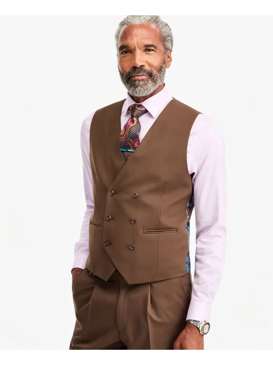 Жилет-безрукавка мужская классическая двубортная Medium Brown Tayion Collection