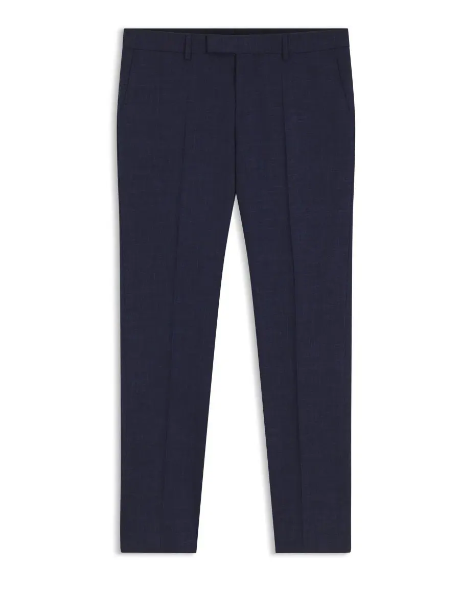 Брюки slim fit из меланжевой ткани с заутюженными стрелками Hugo Boss — изображение 2 из 5, синий