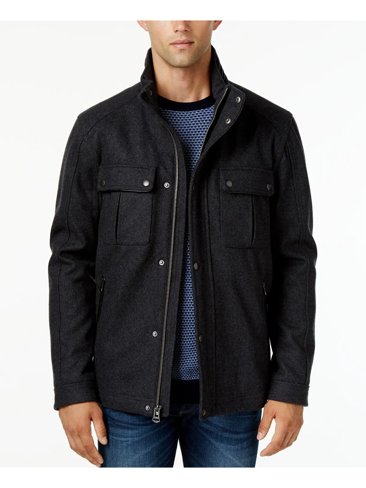 Шерсть melton trucker с отделкой из искусственной кожи Cole Haan