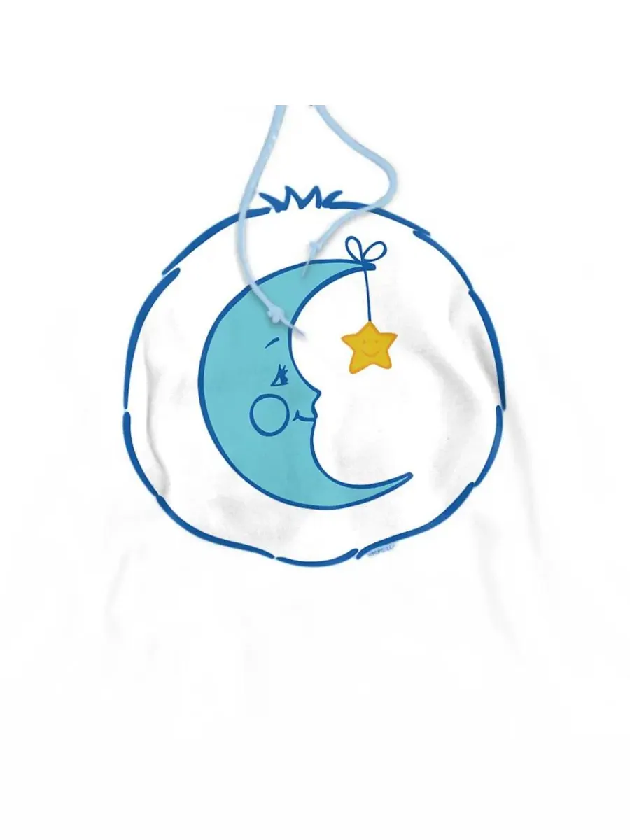 Худи с капюшоном и графическим принтом Bedtime Belly Care Bears — изображение 2 из 3, светлый синий