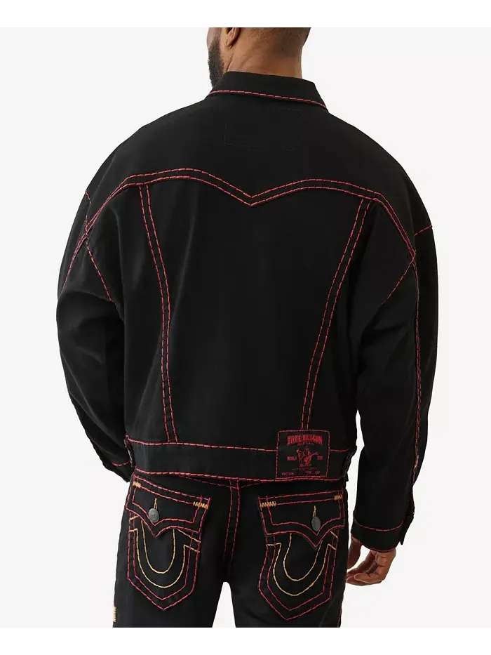 Мужская джинсовая куртка Super T Boxy Crop True Religion — изображение 3 из 3, черный