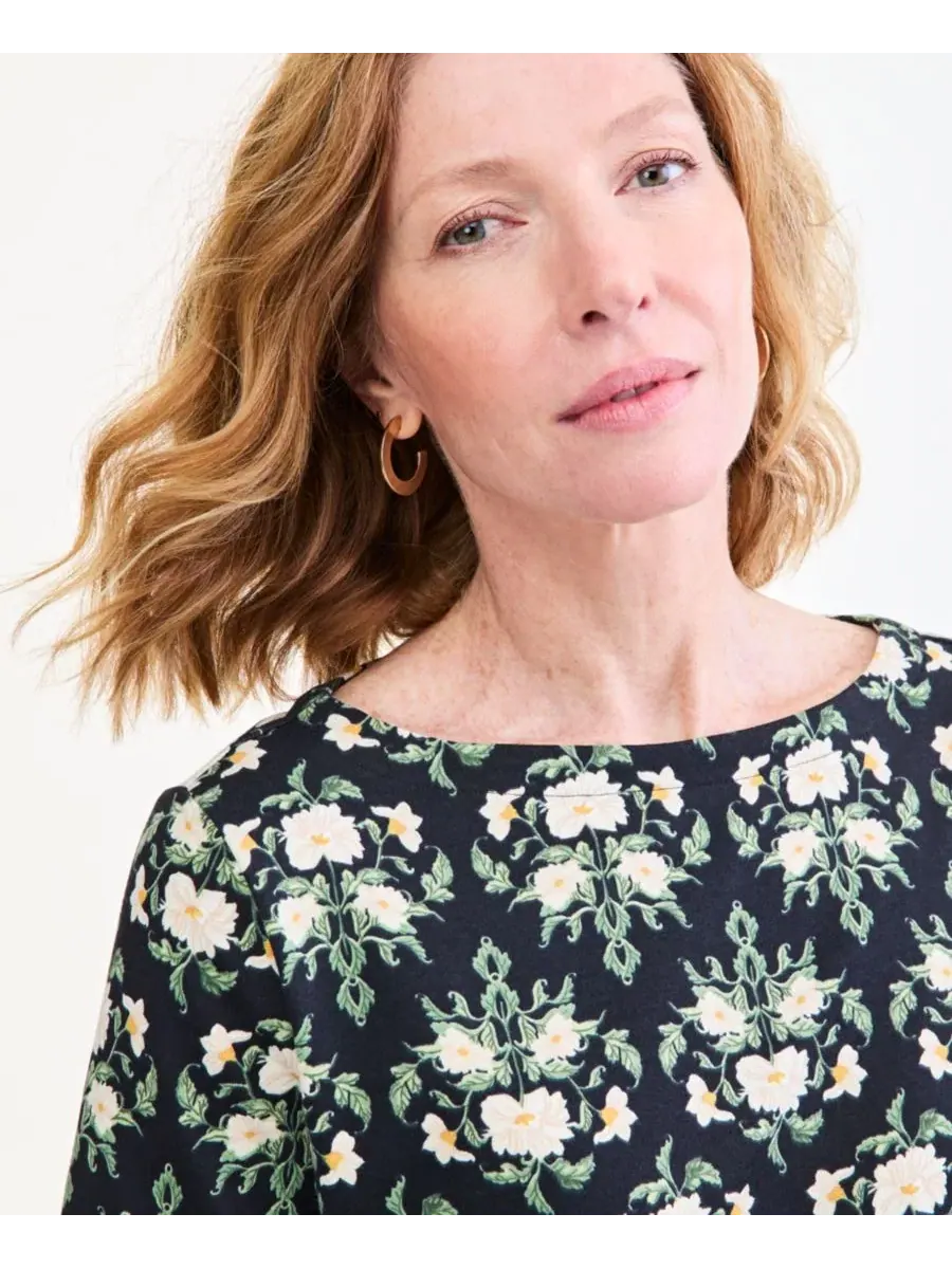 Блуза с принтом, модель Printed Boat-Neck Elbow Sleeve Top Style & Co — изображение 3 из 3, глубокий черный