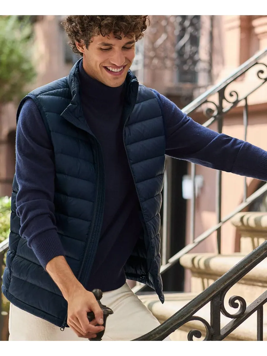 Пуховый жилет Big & Lall Wanderweight Packable Down Vest Lands' End — изображение 4 из 4, темно-синий