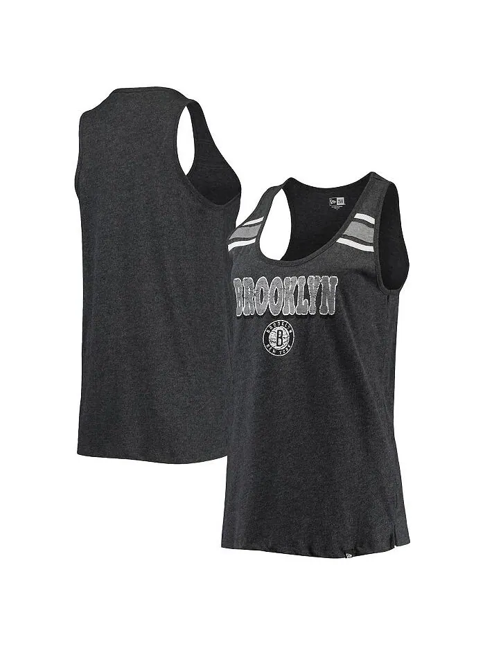 Женская черная майка Brooklyn Nets с овальным вырезом и открытой спиной