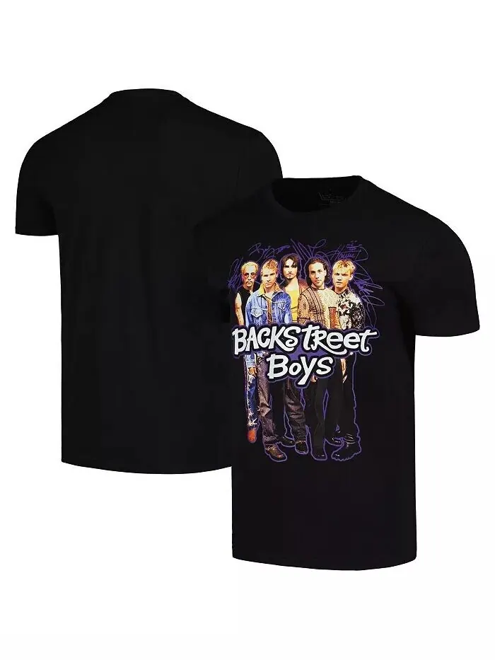 Мужская черная футболка Backstreet Boys Signatures Global Merch — черный