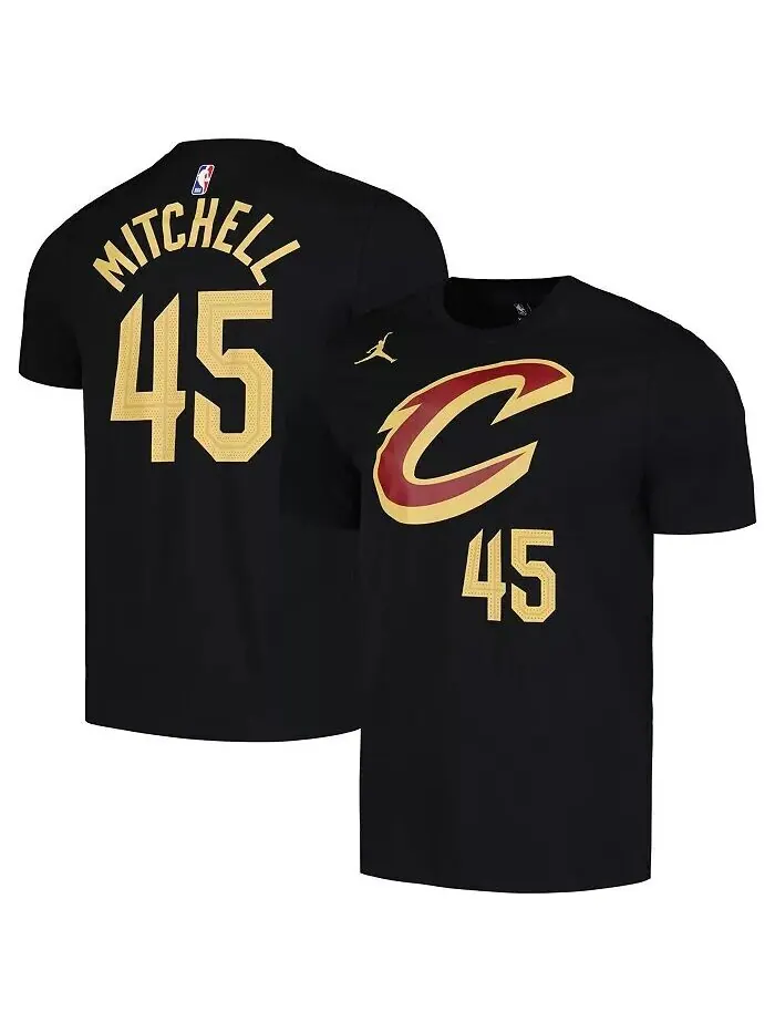 Мужская черная футболка Donovan Mitchell Cleveland Cavaliers 2022/23 Statement Edition с именем и