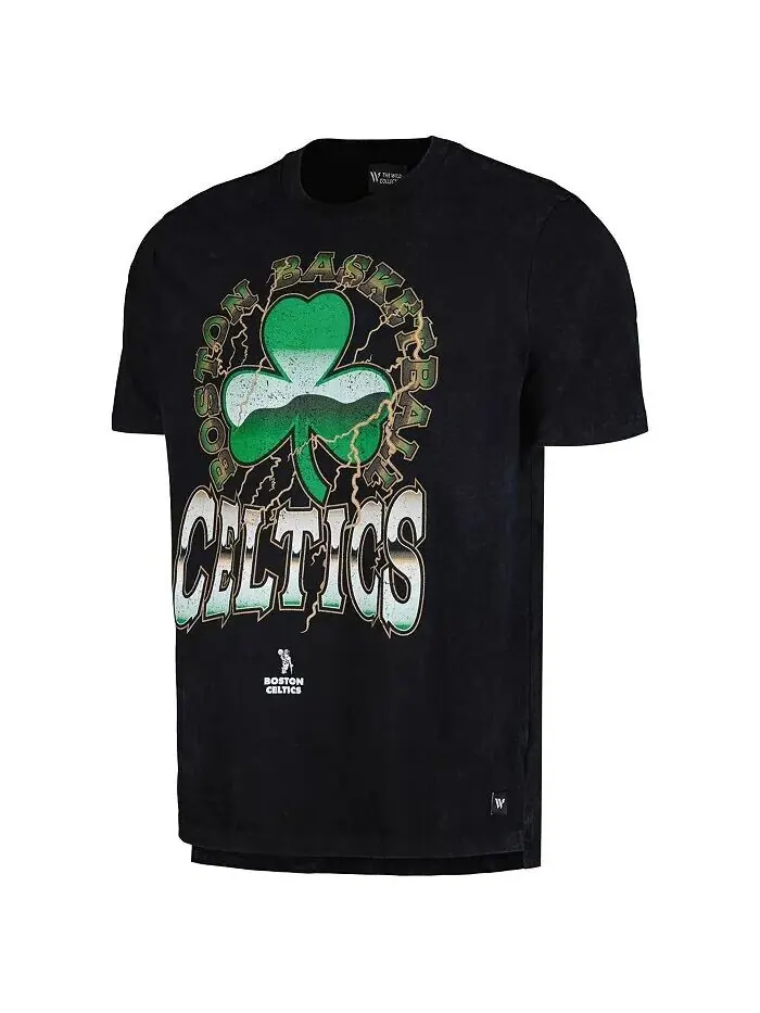 Мужская и женская черная рваная футболка Boston Celtics Tour Band The Wild Collective — изображение 2 из 3, черный