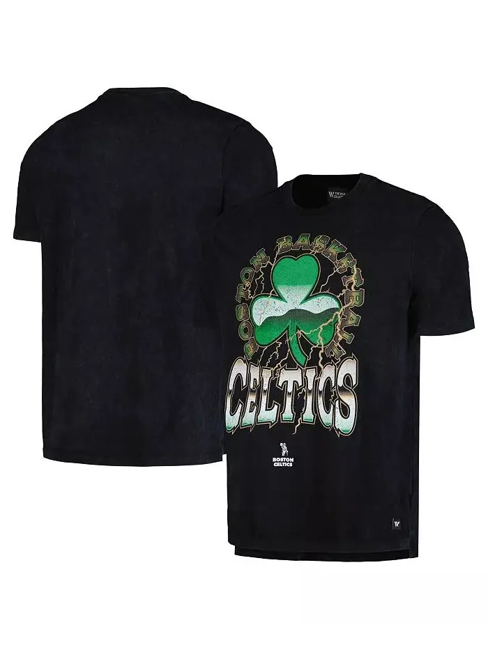 Мужская и женская черная потертая футболка Boston Celtics Tour Band The Wild Collective — изображение 1 из 3