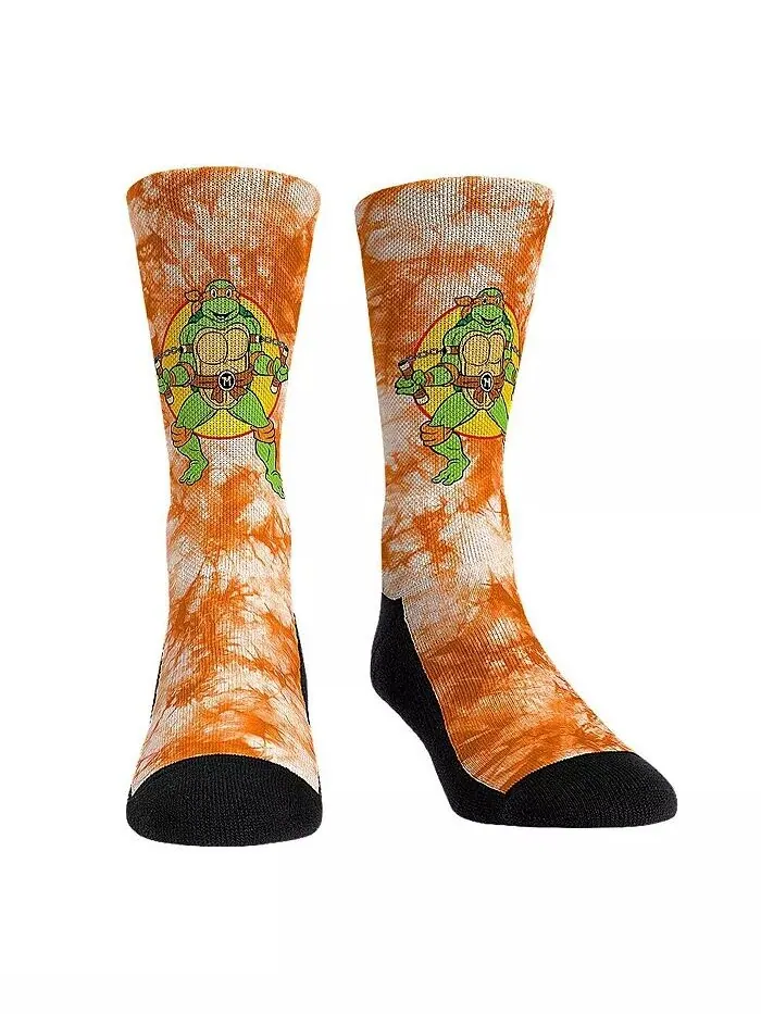 Мужские и женские носки Черепашки-ниндзя Michelangelo Tie-Dye Crew Socks Rock 'Em — мульти