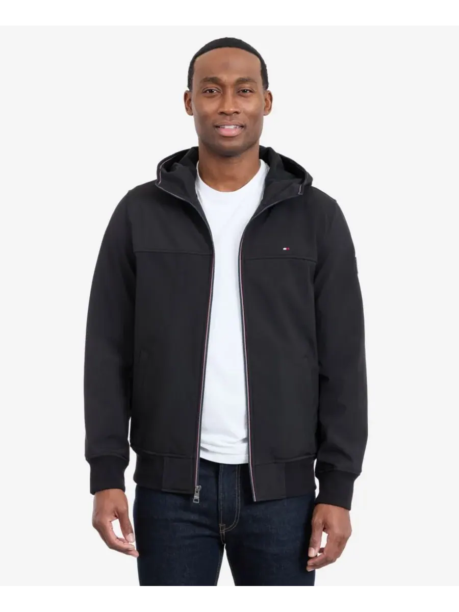 Мужская куртка-софтшелл с капюшоном Tommy Hilfiger — изображение 2 из 7, черный