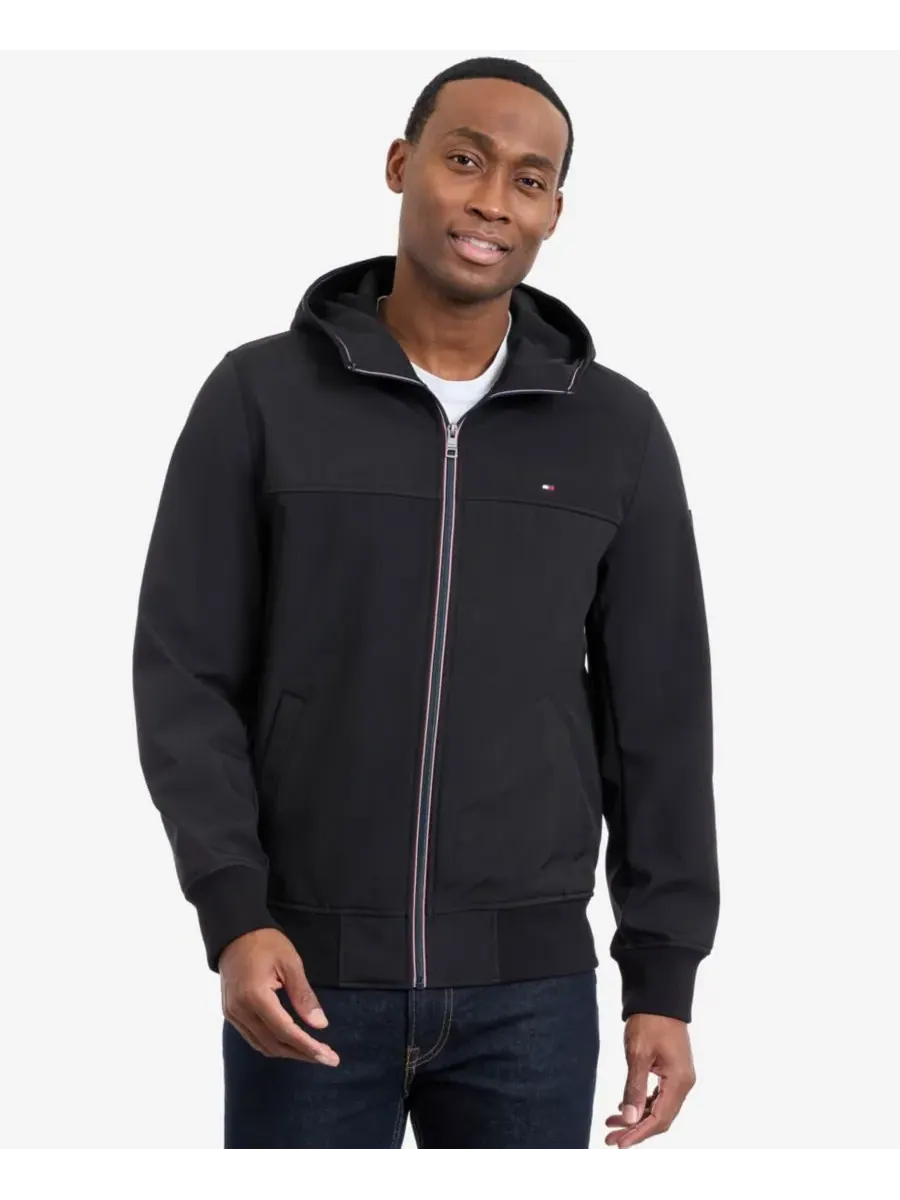 Мужская куртка-софтшелл с капюшоном Tommy Hilfiger — изображение 6 из 7, черный