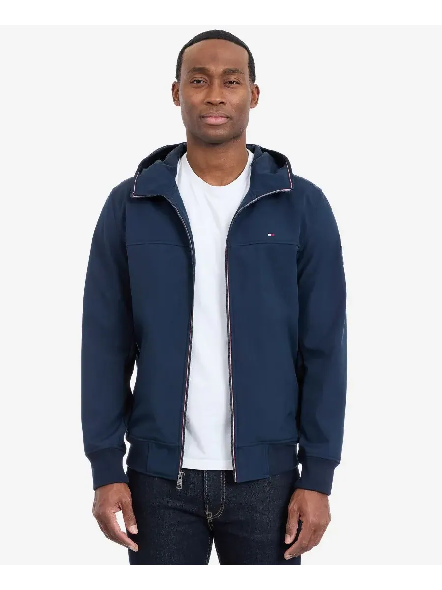 Мужская куртка-софтшелл с капюшоном Tommy Hilfiger — изображение 2 из 10, синий