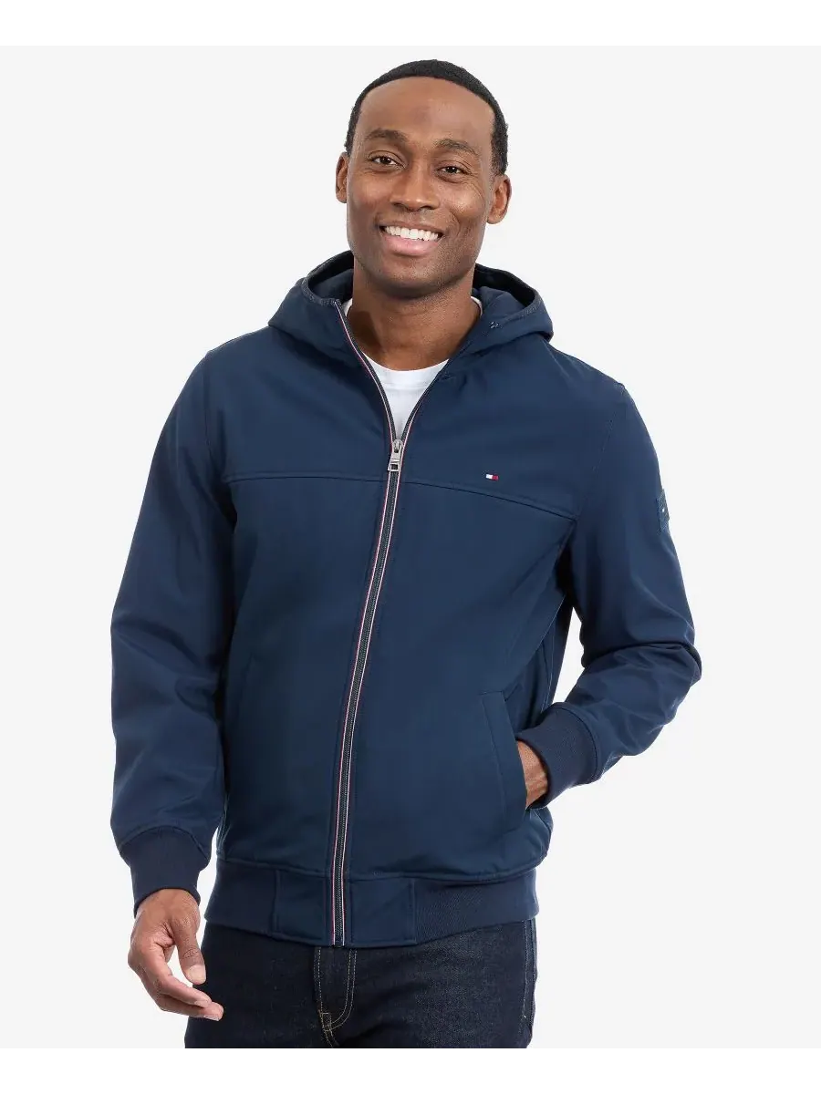 Мужская куртка-софтшелл с капюшоном Tommy Hilfiger — изображение 3 из 10, синий