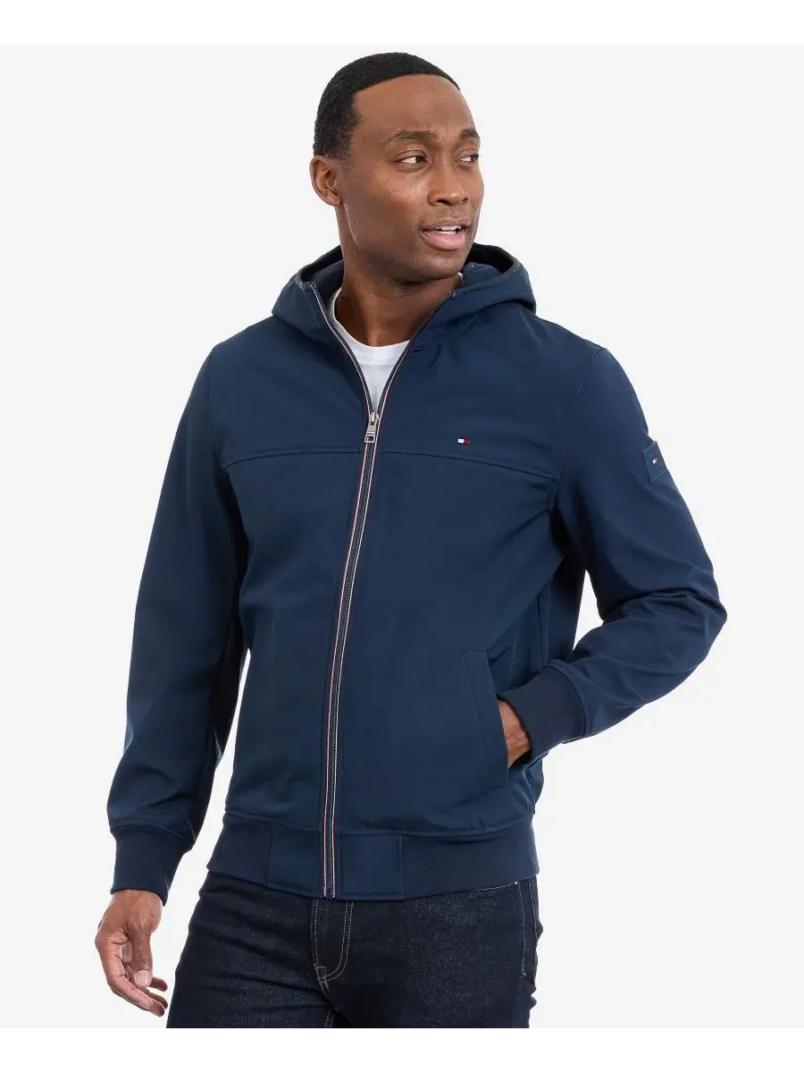 Мужская куртка-софтшелл с капюшоном Tommy Hilfiger — изображение 6 из 10, синий