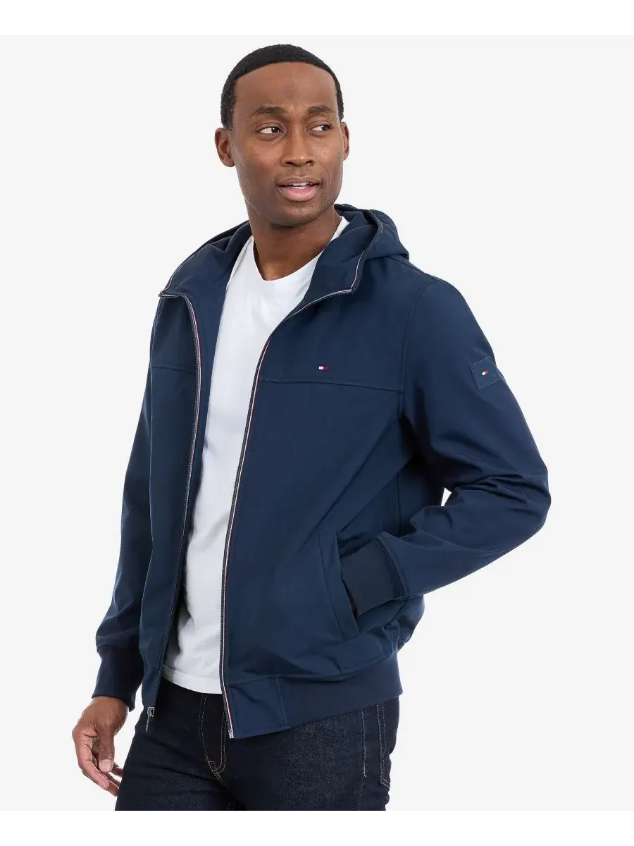 Мужская куртка-софтшелл с капюшоном Tommy Hilfiger — изображение 8 из 10, синий