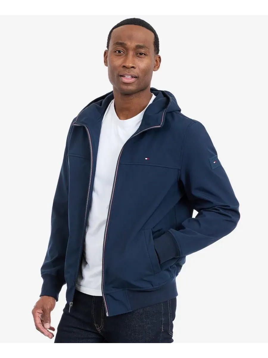 Мужская куртка-софтшелл с капюшоном Tommy Hilfiger — изображение 9 из 10, синий