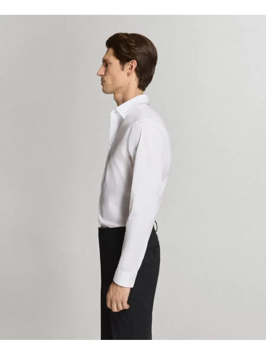 Мужская рубашка Super Slim Fit Cotton Stretch MANGO — изображение 4 из 7, белый