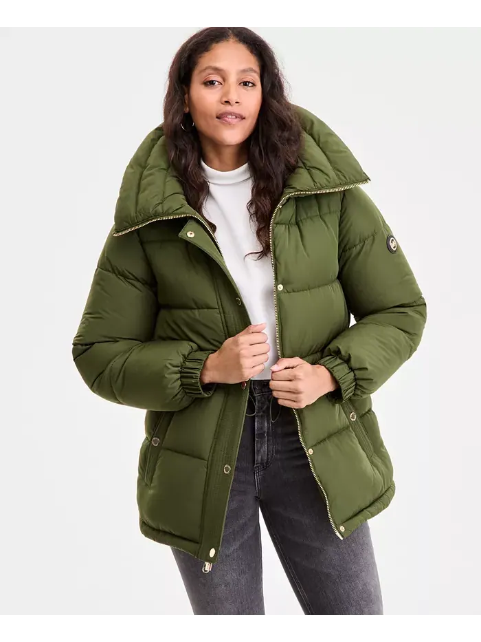 Женский пуховик-анорак с капюшоном Michael Kors — изображение 1 из 5, зеленый