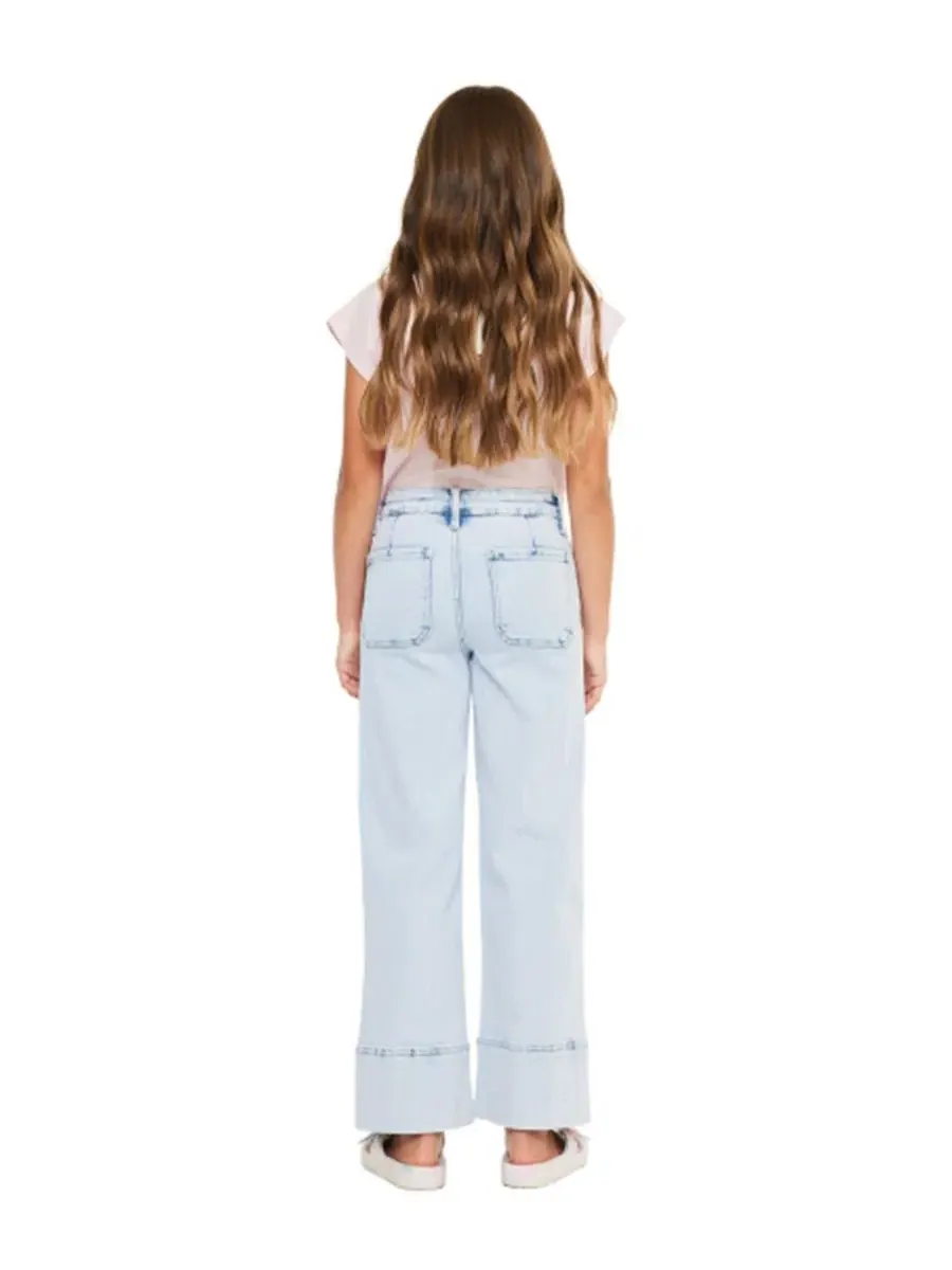Джинсы прямого кроя с завышенной талией Kassie High Rise Crop Wide Leg KanCan — изображение 2 из 7, светлая стирка