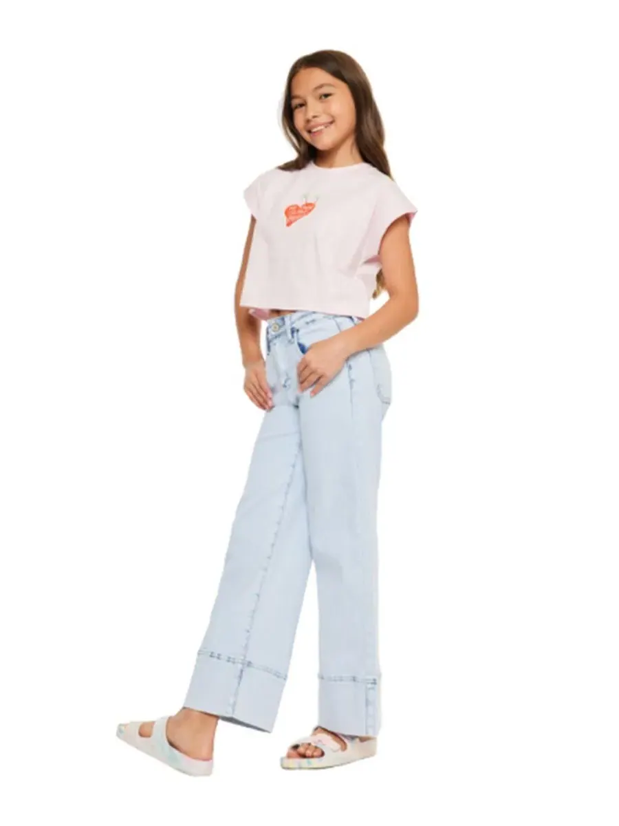 Джинсы прямого кроя с завышенной талией Kassie High Rise Crop Wide Leg KanCan — изображение 3 из 7, светлая стирка