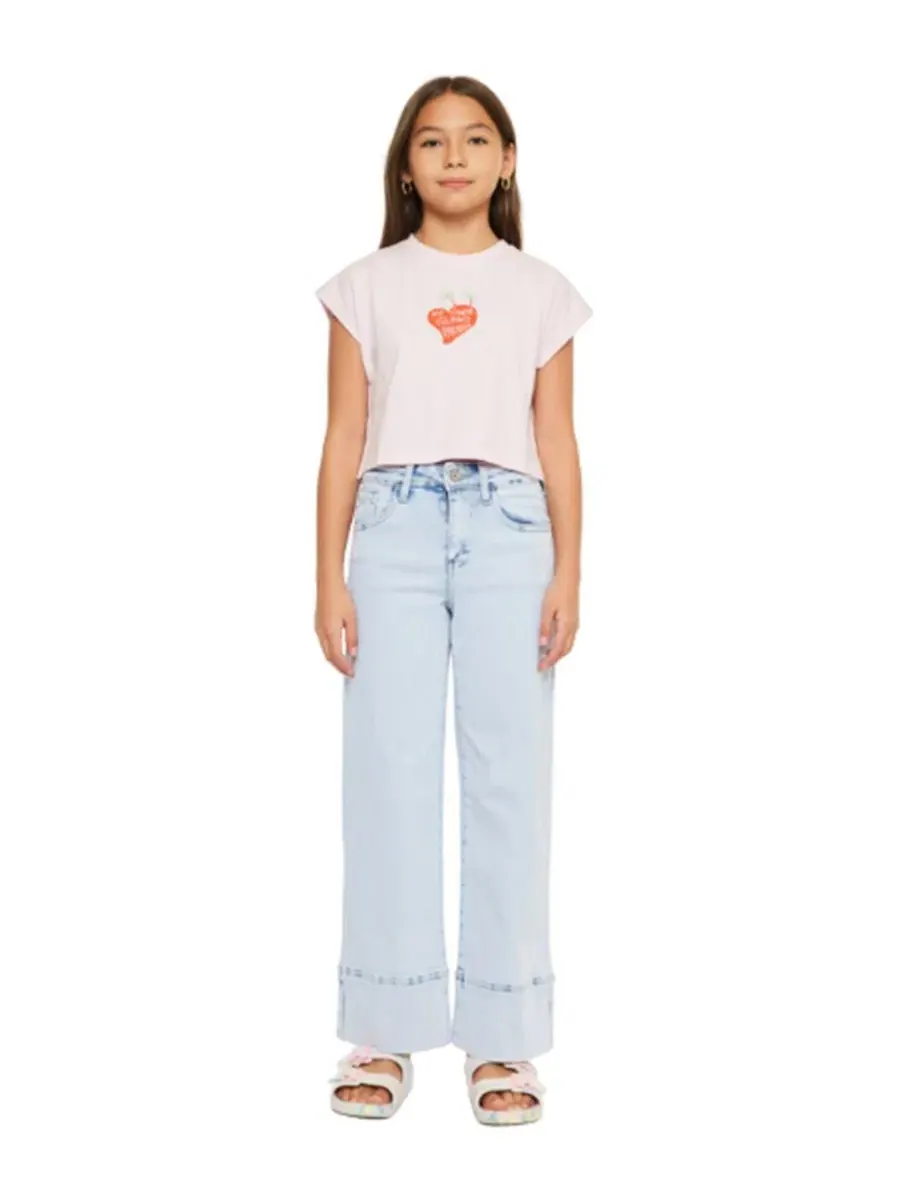 Джинсы прямого кроя с завышенной талией Kassie High Rise Crop Wide Leg KanCan — изображение 4 из 7, светлая стирка