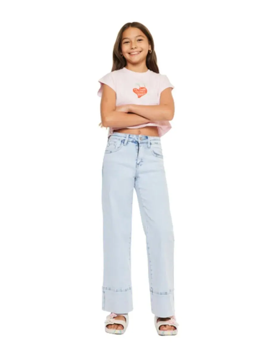 Джинсы прямого кроя с завышенной талией Kassie High Rise Crop Wide Leg KanCan — изображение 5 из 7, светлая стирка
