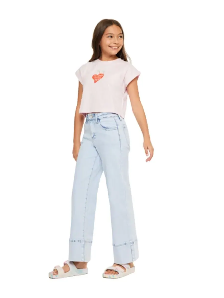 Джинсы прямого кроя с завышенной талией Kassie High Rise Crop Wide Leg KanCan — изображение 6 из 7, светлая стирка