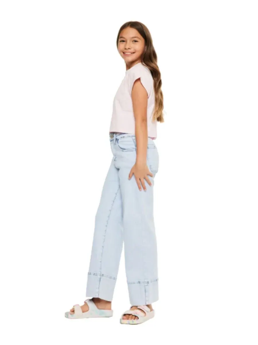 Джинсы прямого кроя с завышенной талией Kassie High Rise Crop Wide Leg KanCan — изображение 7 из 7, светлая стирка