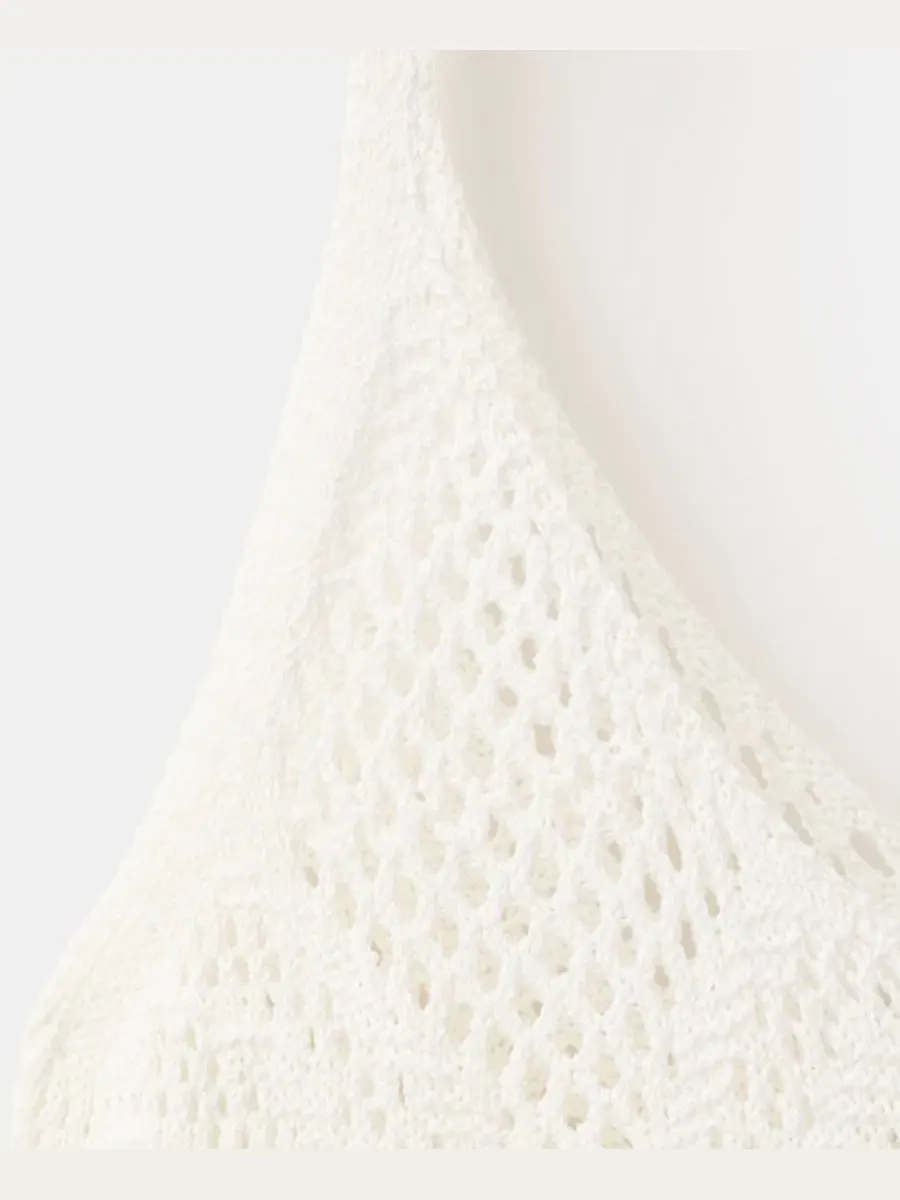 Платье длиной миди из вискозы с V-образным вырезом Crochet Long Dress MANGO — изображение 3 из 6, белый