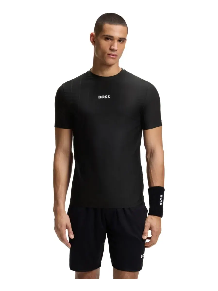 Футболка с жаккардовой полосой и принтом-логотипом Slim Fit BOSS by Men's Active Hugo Boss