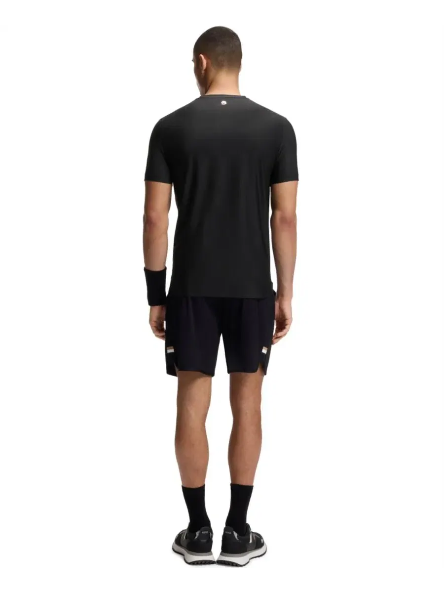 Футболка с жаккардовой полосой и принтом-логотипом Slim Fit BOSS by Men's Active Hugo Boss — изображение 3 из 5, черный