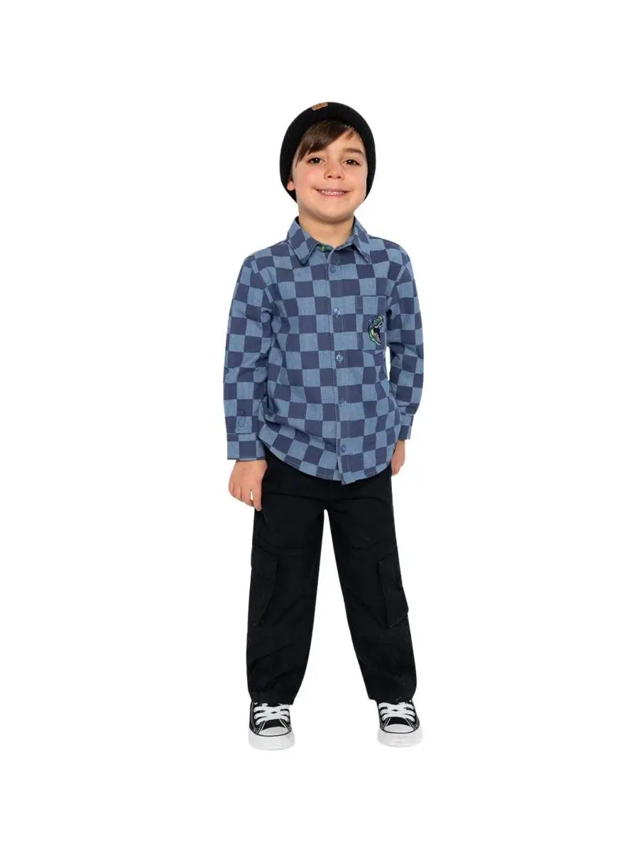 Штаны из твила с карго-карманами, модель Boys Must-Haves Deux par Deux — изображение 5 из 5, синий