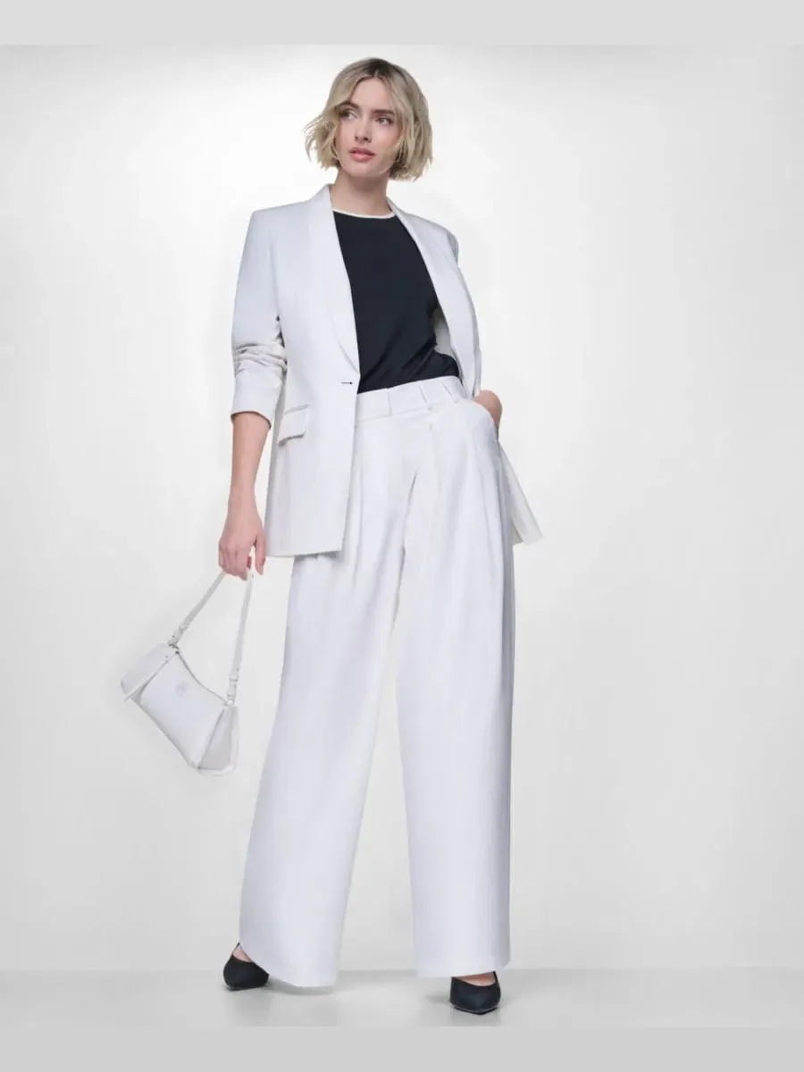 Женский пиджак однобортный Everyday с лацканами DKNY — изображение 2 из 10, белый