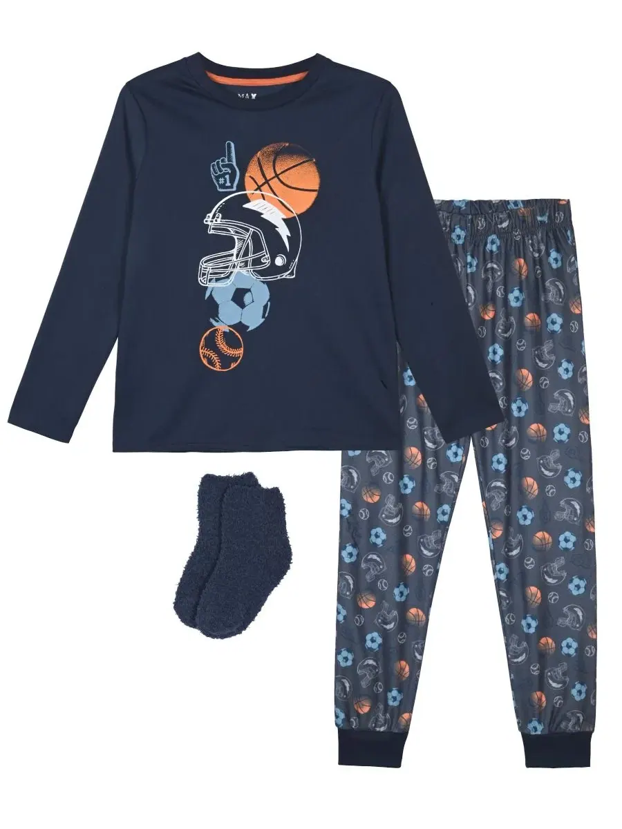 Комплект пижамы с футболкой, джоггерами и носками Sports Graphic Max & Olivia