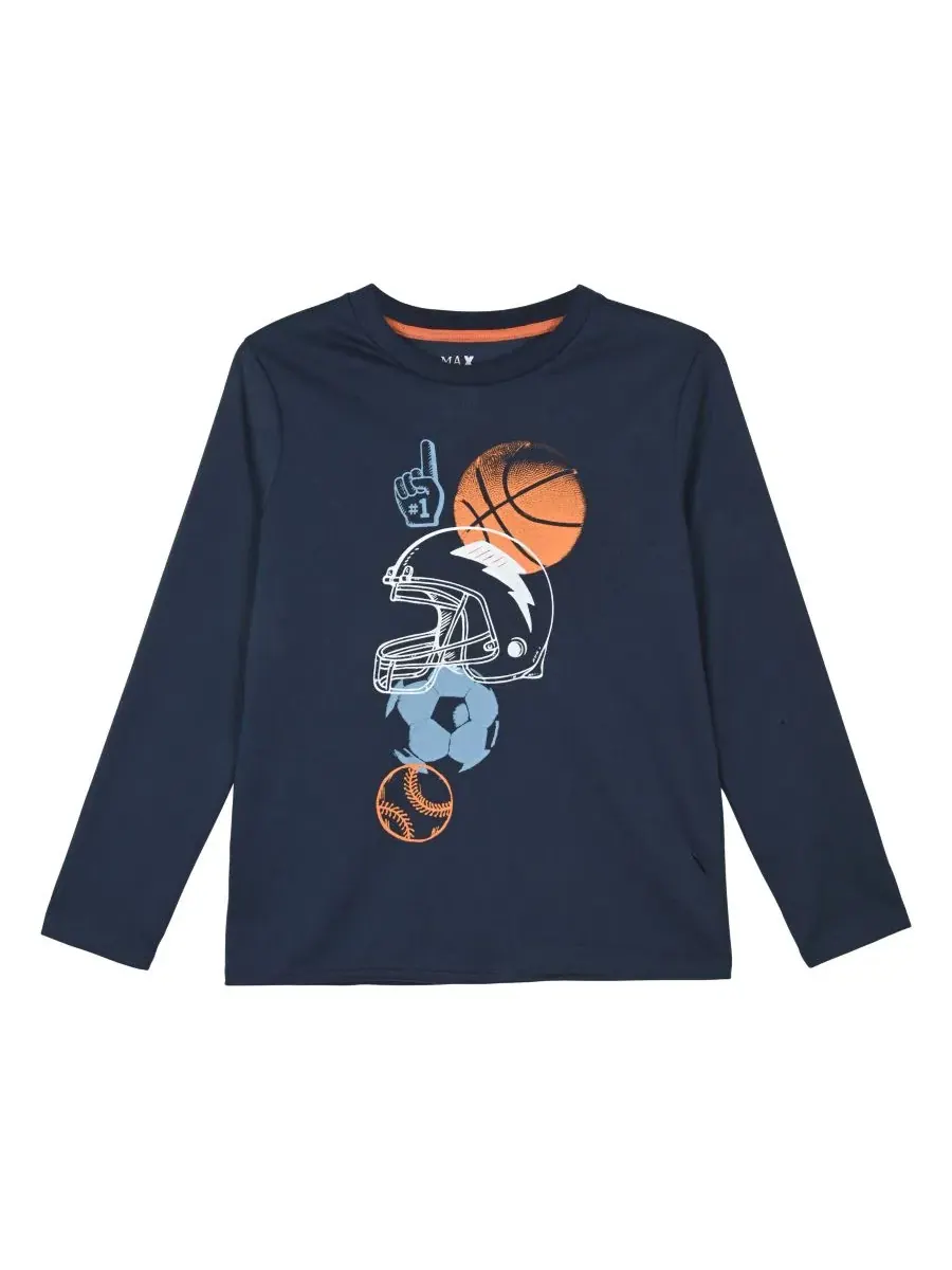 Комплект пижамы с футболкой, джоггерами и носками Sports Graphic Max & Olivia — изображение 2 из 3, темно-синий