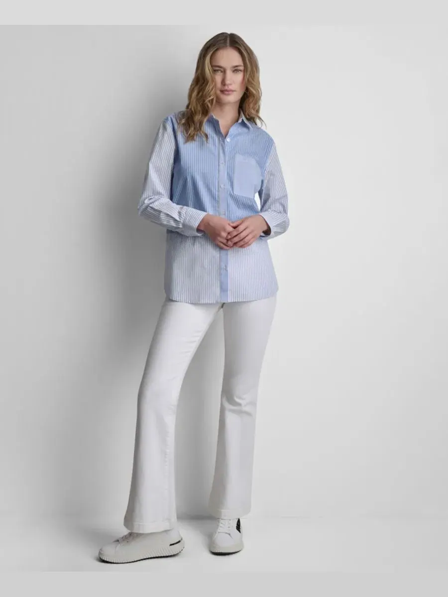 Классическая рубашка с кружевной вставкой DKNY Jeans — изображение 4 из 9, синий мульти