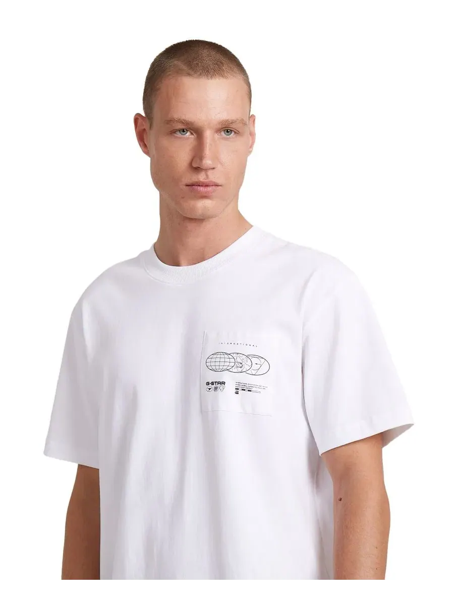 Футболка с графическим принтом G-Star Raw — изображение 4 из 6, белый