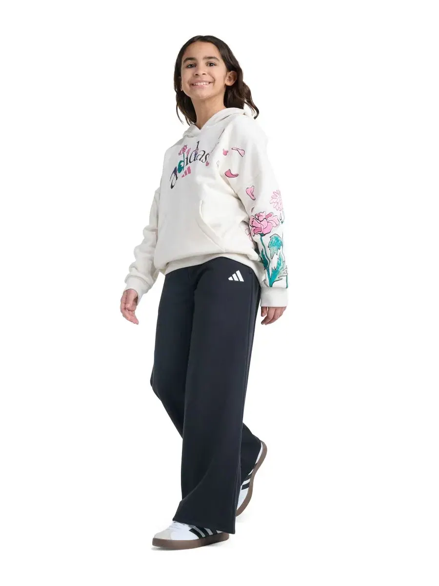 Штаны из флиса с широкими штанинами, на поясе с резинкой adidas — изображение 2 из 5, черный