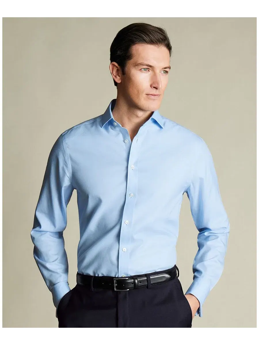 Рубашка для мужчин slim fit с воротником-стойкой Charles Tyrwhitt — синий