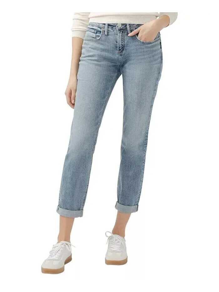 Женские джинсы Boyfriend средней посадки Slim Leg Luxe Stretch Silver Jeans Co.