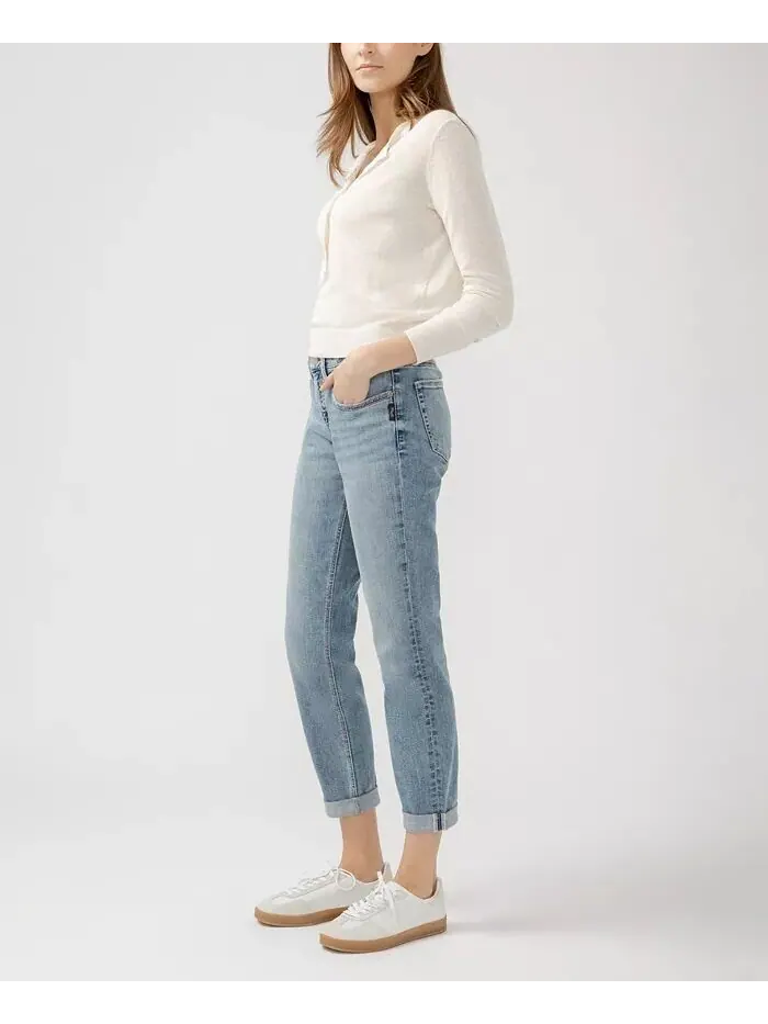 Женские джинсы Boyfriend средней посадки Slim Leg Luxe Stretch Silver Jeans Co. — изображение 6 из 6, синий
